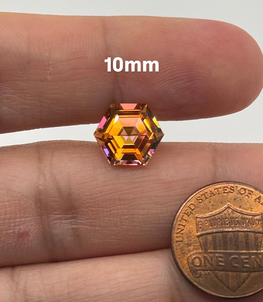 Natural Sunrise Mystic Topaz Hexagon Cut AAA Quality Faceted Gemstone Available in 5x5MM-10x10MM