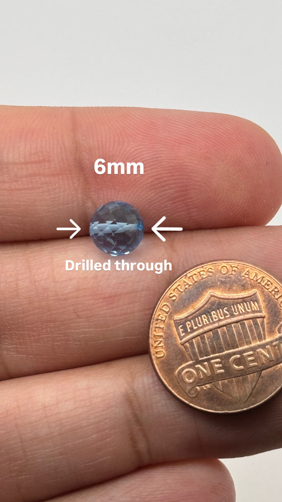 Loose Swiss Blue Topaz Beads - Drilled Through - Available in 3mm to 7mm Sizes