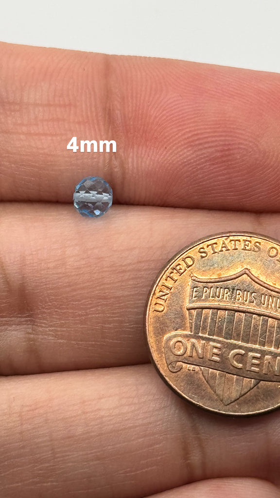 Loose Swiss Blue Topaz Beads - Drilled Through - Available in 3mm to 7mm Sizes
