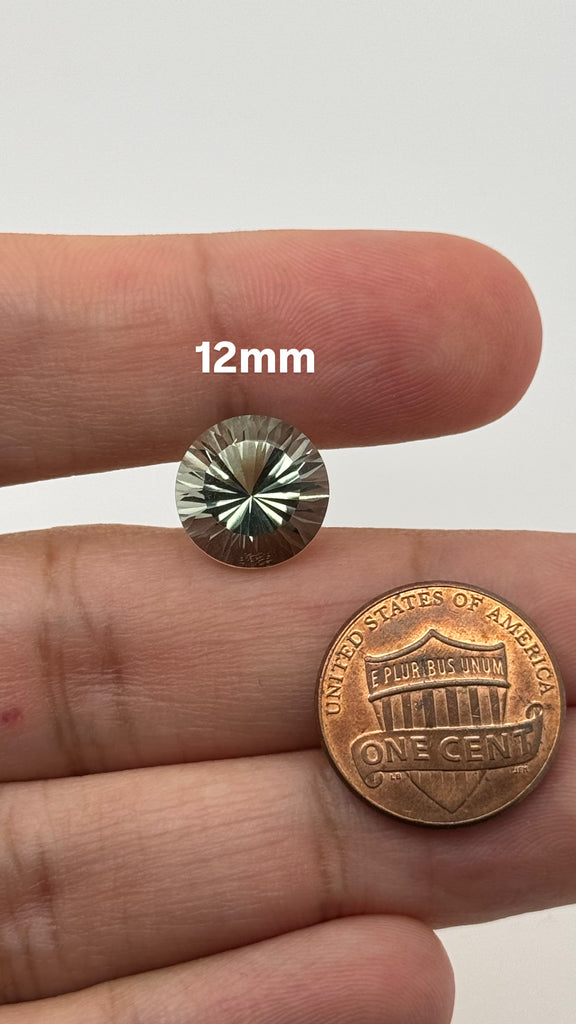 Natural Loose Green Amethyst Round Concave Cut AAA Quality Available in12MM