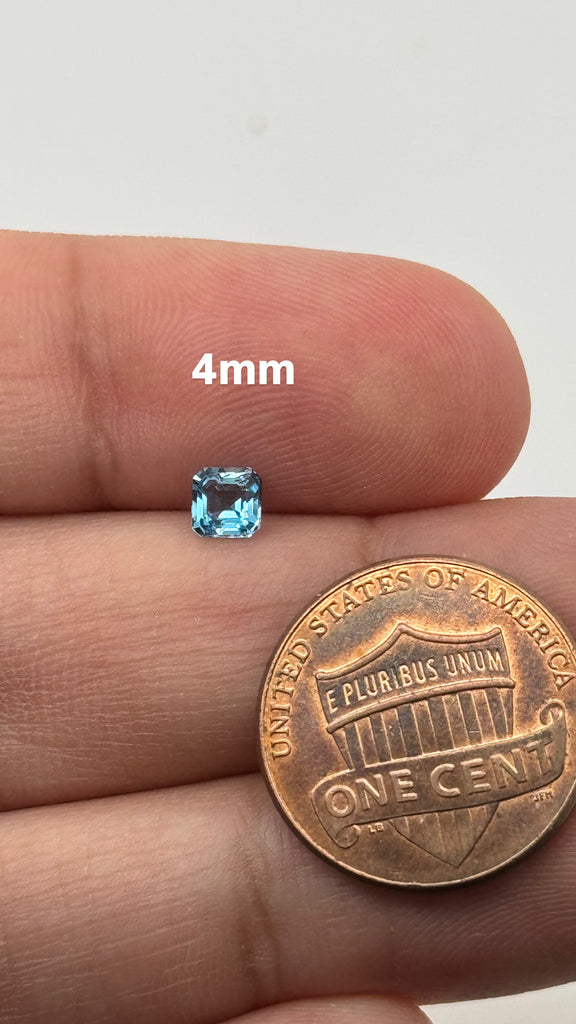 Swiss Blue Topaz Asscher Cut AAA Quality Loose Gemstone from 4MM-10MM