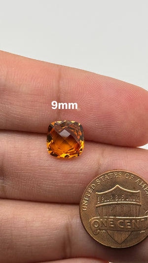Natural Cushion Double Side Checkered Citrine AAA Loose Gemstone Available in 8MM-14MM