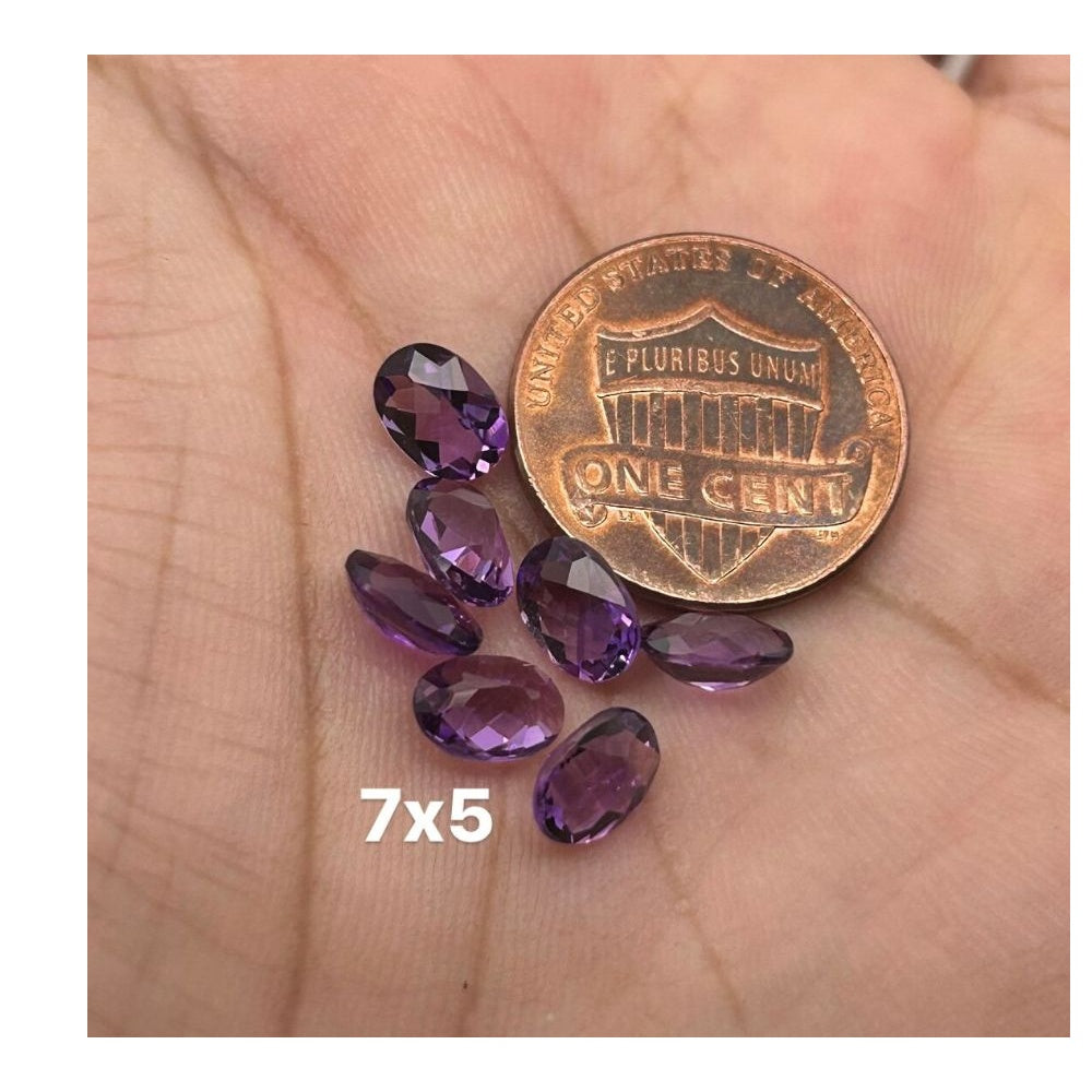 Natural Loose Amethyst Oval Checker Cut AA Quality Available in 7x5MM