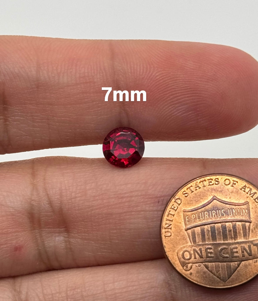 Lab-Created Ruby Gemstone - Round Step Cut, 6mm-11mm Synthetic Red Ruby for Unique Jewelry Precision Cut