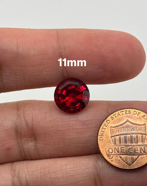 Lab-Created Ruby Gemstone - Round Step Cut, 6mm-11mm Synthetic Red Ruby for Unique Jewelry Precision Cut