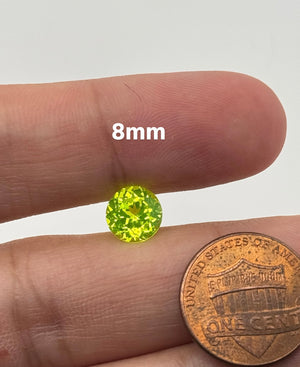 Lab Created Neon Yellow Lug Yellow Round Cut Gemstone - 8mm Loose Stone for Jewelry Making