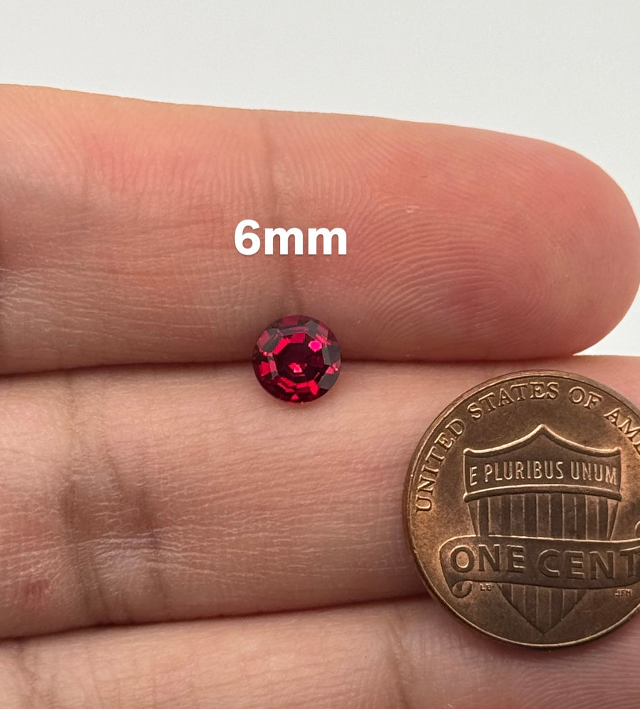 Lab-Created Ruby Gemstone - Round Step Cut, 6mm-11mm Synthetic Red Ruby for Unique Jewelry Precision Cut