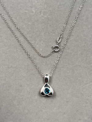 0.27 CT London Blue Topaz Pendant in Silver | 4mm Round Solitaire Gemstone Necklace | Bezel Set Topaz with 18" Silver Chain