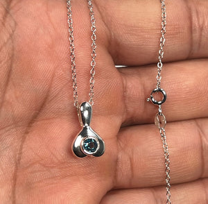 0.27 CT London Blue Topaz Pendant in Silver | 4mm Round Solitaire Gemstone Necklace | Bezel Set Topaz with 18" Silver Chain