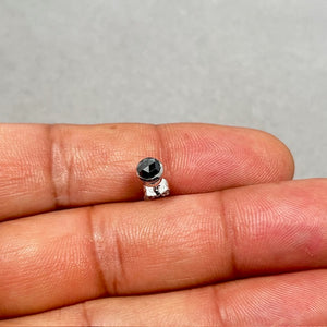 Men’s Black Diamond Stud Earring | 0.37-0.42 Ct Round Rose Cut in 14K Blackened Gold