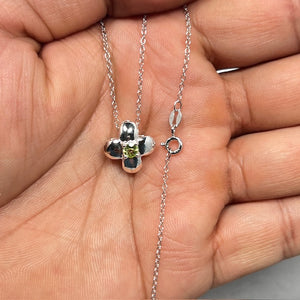 0.25 CT 4mm Peridot Pendant in Silver – AA Round Solitaire Gemstone Necklace with 18" Silver Cable Chain