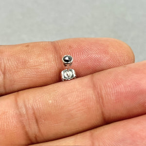 0.11-0.13 Ct Black Diamond Men’s Stud Earrings 14K White Gold Rose Cut Solitaire Bezel Set Minimalist Jewelry Gift for Him