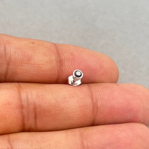 0.11-0.13 Ct Black Diamond Men’s Stud Earring in 18K White Gold | Round Solitaire Bezel Set Black Diamond Earring for Anniversary Gift