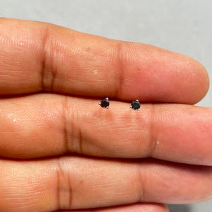 0.09 Ct Black Diamond Stud Earrings 18K White Gold • AAA Round 2.5-3mm Black Diamond Solitaire Earrings • Dainty Fine Jewelry Gift for Her