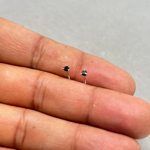 0.09 Ct Black Diamond Stud Earrings 18K White Gold • AAA Round 2.5-3mm Black Diamond Solitaire Earrings • Dainty Fine Jewelry Gift for Her