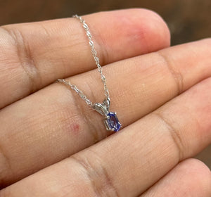 0.20-0.29 Ct Oval Tanzanite Pendant 5x3mm AA Solitaire in 14K White Gold with 18-Inch Chain