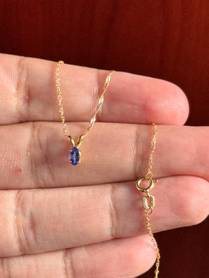 0.20-0.29 Ct Oval Tanzanite Pendant 5x3mm AA Solitaire in 18K Yellow Gold with 18-Inch Chain (Copy)