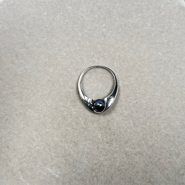 0.14 Cts Diamond & 7mm Cultured Pearl Ring in 14K White Gold | Elegant June Birthstone Ring, Minimalist Pearl Diamond Ring for Women size 6.5