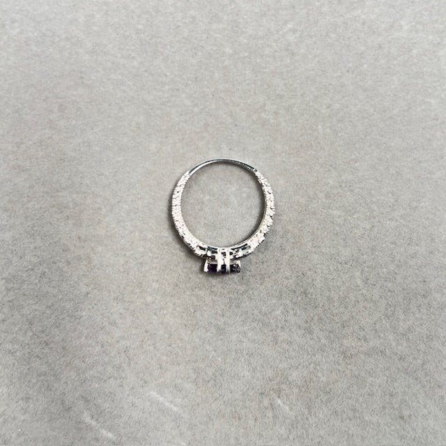 0.04 Cts Diamond & 0.67 Cts Amethyst Ring in 14K White Gold | Genuine Amethyst Birthstone Ring, February Diamond Ring for Women Size 6.5