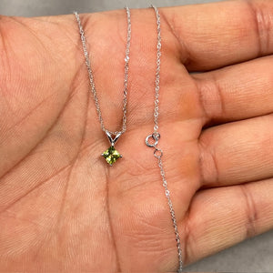 0.30–0.40 Cts Peridot Solitaire Pendant in 14K White Gold | Natural Princess-Cut Peridot, August Birthstone Jewelry, Peridot Pendant
