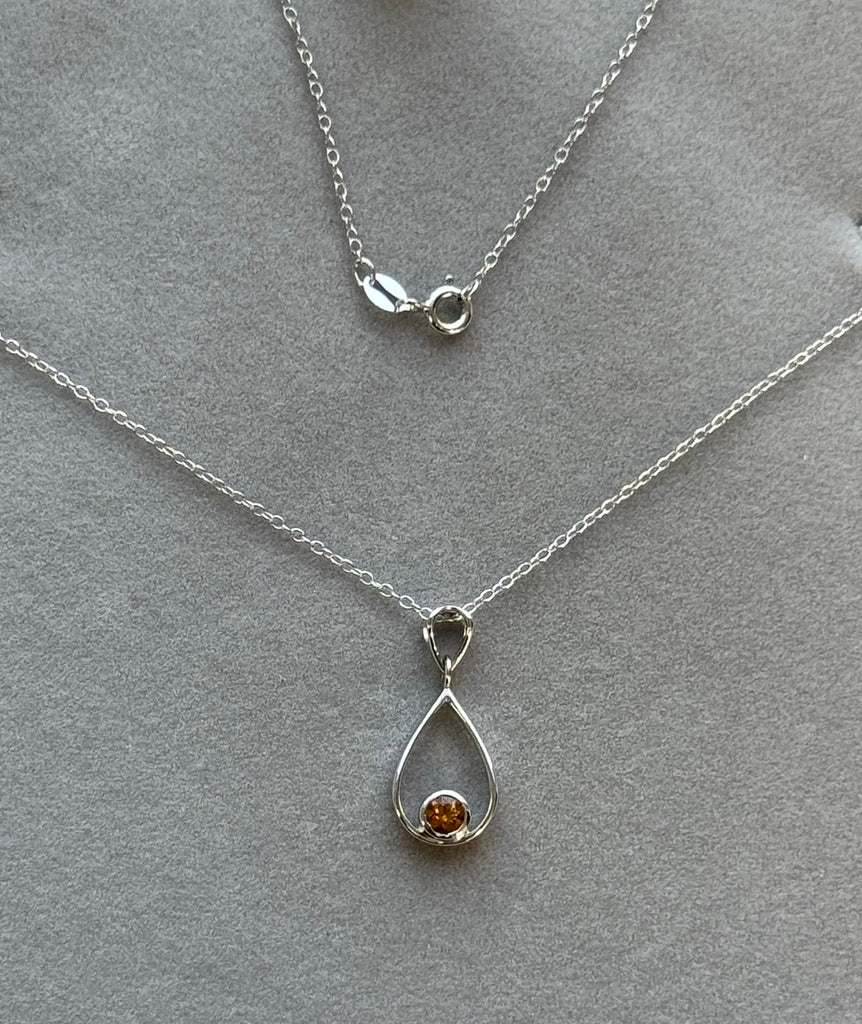 0.20 Ct Round Citrine Solitaire Pendant in Sterling Silver | 4mm AA Quality Gemstone Necklace