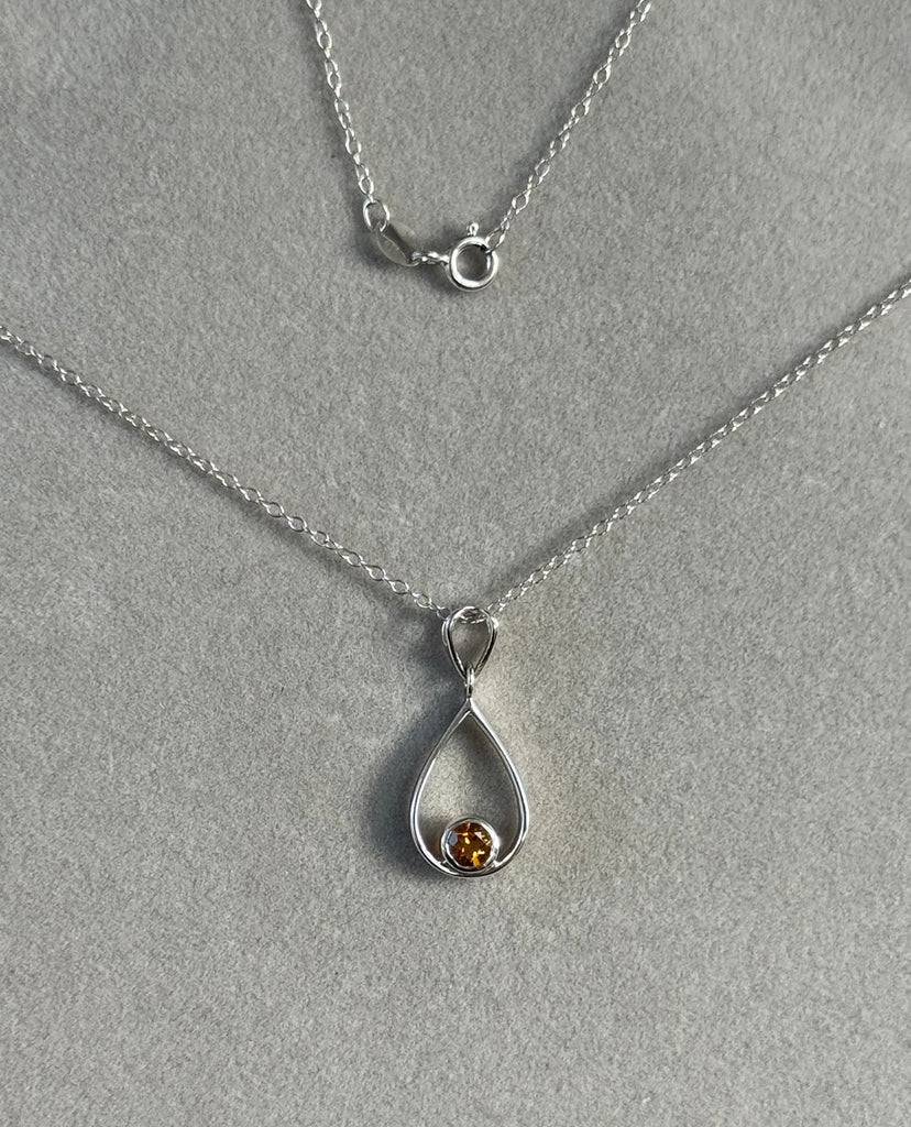 0.20 Ct Round Citrine Solitaire Pendant in Sterling Silver | 4mm AA Quality Gemstone Necklace