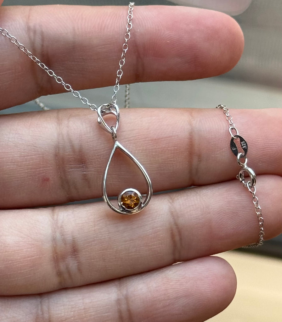 0.20 Ct Round Citrine Solitaire Pendant in Sterling Silver | 4mm AA Quality Gemstone Necklace