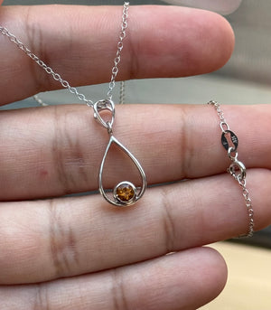 0.20 Ct Round Citrine Solitaire Pendant in Sterling Silver | 4mm AA Quality Gemstone Necklace