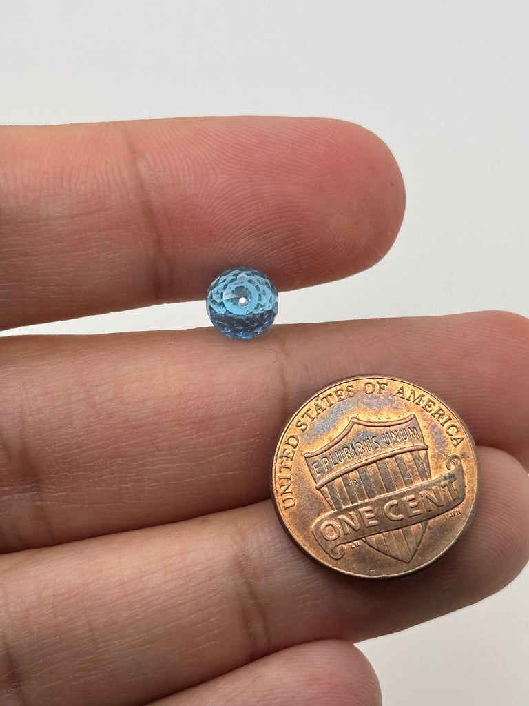 Loose Swiss Blue Topaz Beads - Drilled Through - Available in 3mm to 7mm Sizes