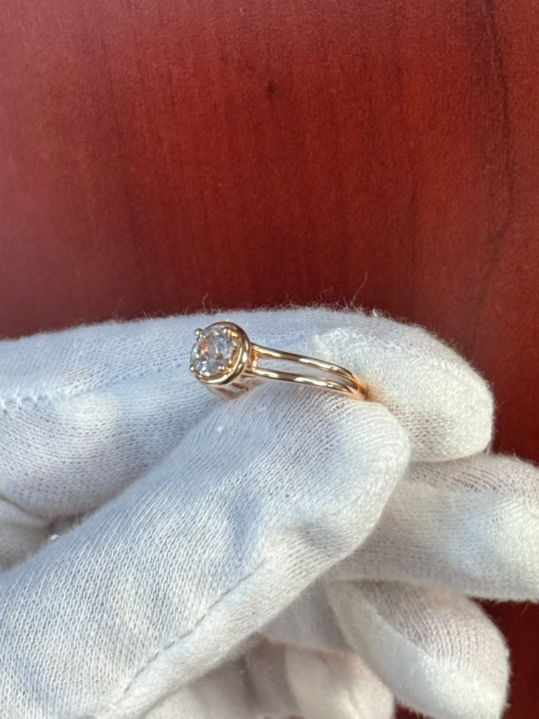 0.93 Ct White Sapphire Solitaire Ring – 6mm Round AA White Sapphire in 14k Rose Gold, Size 7 | Engagement, Promise, Anniversary Ring