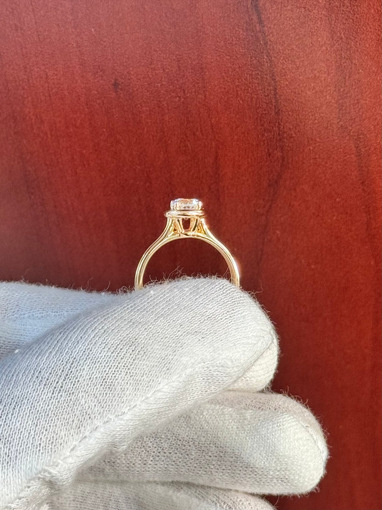 0.93 Ct White Sapphire Solitaire Ring – 6mm Round AA White Sapphire in 14k Rose Gold, Size 7 | Engagement, Promise, Anniversary Ring