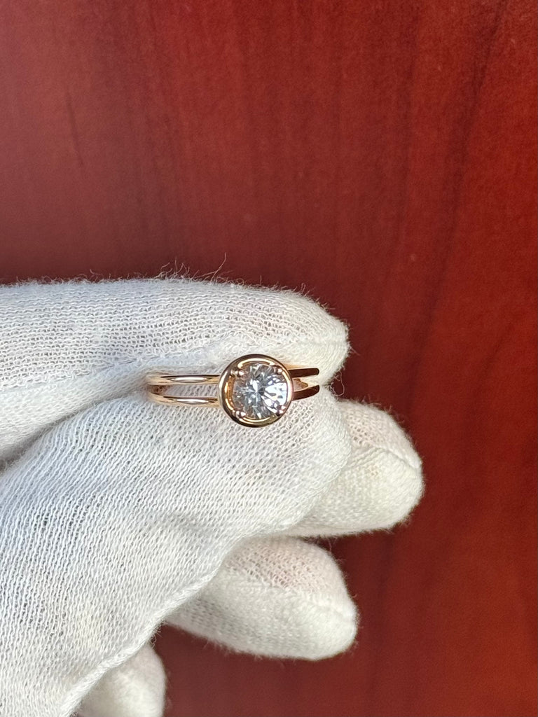 0.93 Ct White Sapphire Solitaire Ring – 6mm Round AA White Sapphire in 14k Rose Gold, Size 7 | Engagement, Promise, Anniversary Ring