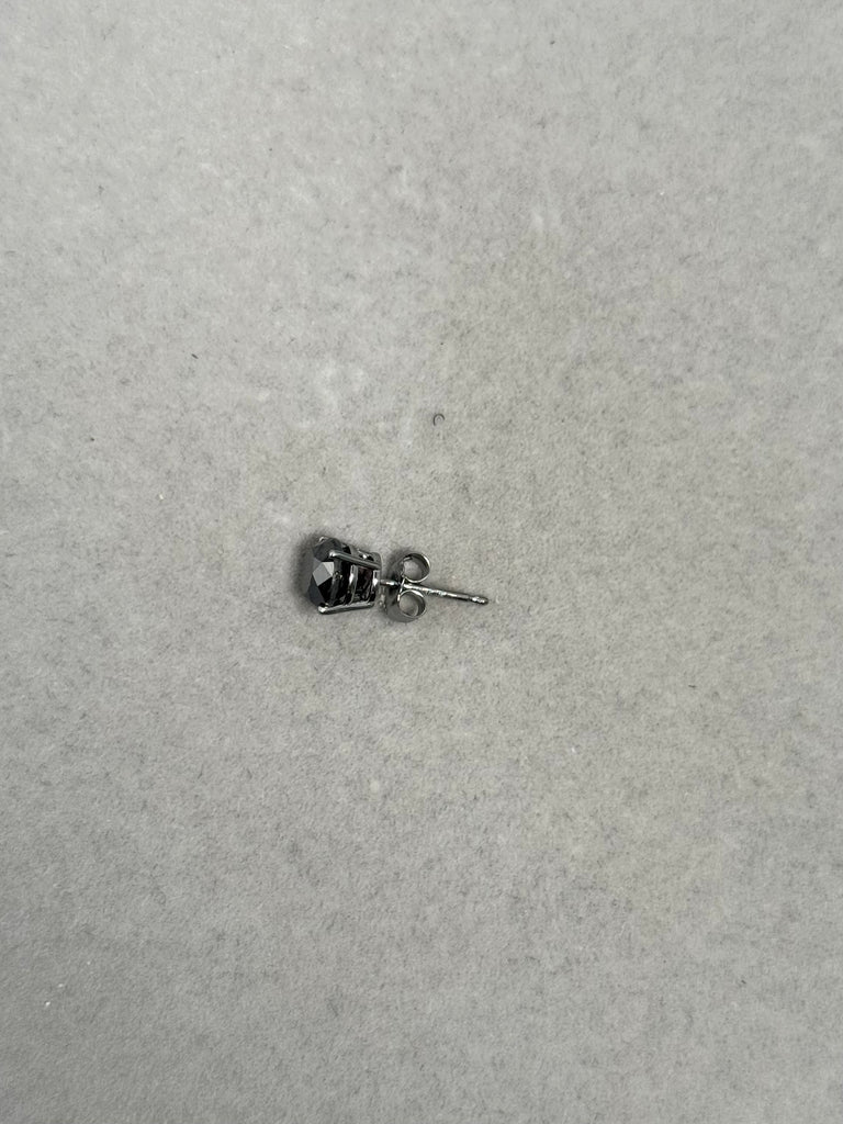 1.25 Ct Black Diamond Mens Stud Earring – 5.76–7.30mm AA Round EGL USA Certified in 14K Blackened White Gold | Push Back, Modern Classic