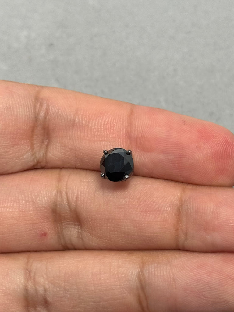2.00 Ct Round Black Diamond Men’s Stud Earring | 6.20–8.61mm AAA EGL USA Certified in 14K Blackened White Gold | Push Back, Gift Jewelry