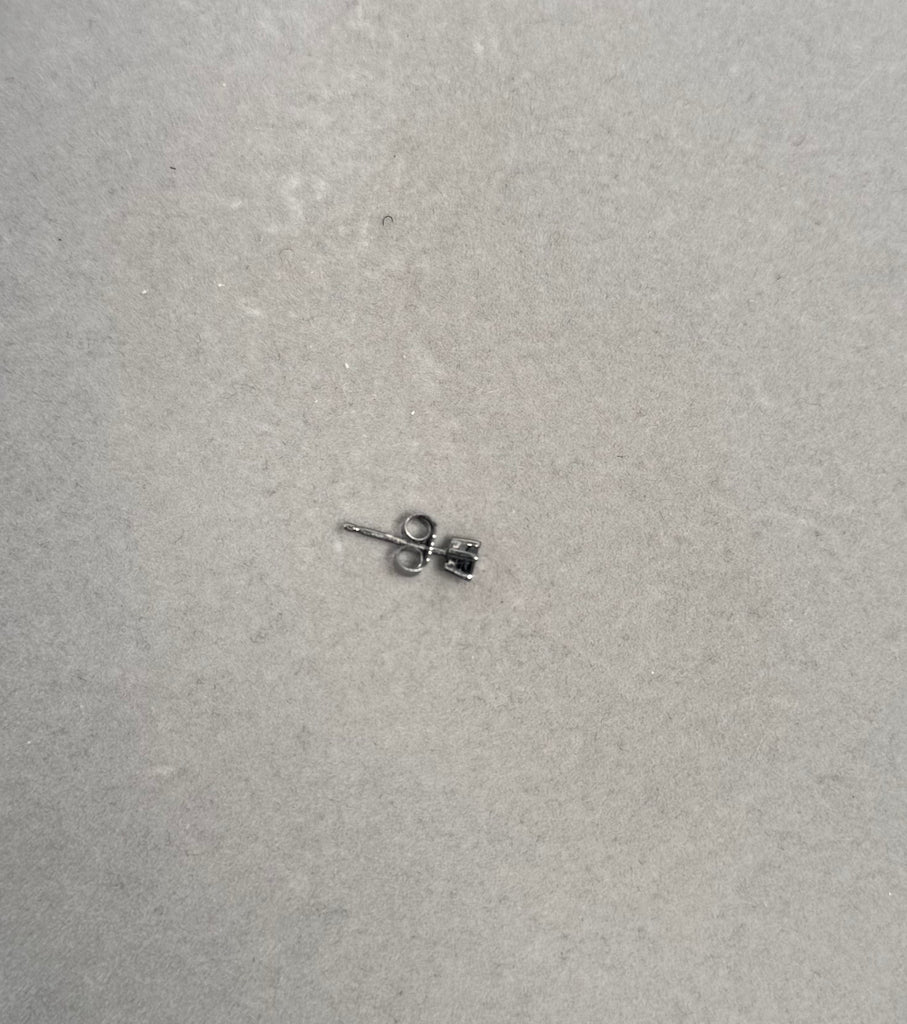 0.09–0.12 Ct Princess Black Diamond Men’s Stud Earring | 2.0–2.5mm AA in 14K Blackened White Gold | Gift Jewelry, Push Back