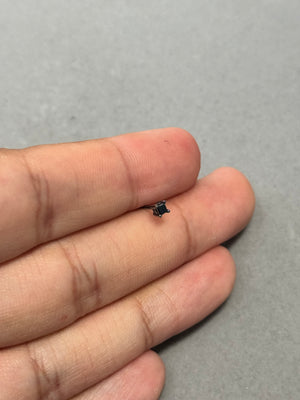 0.09–0.12 Ct Princess Black Diamond Men’s Stud Earring | 2.0–2.5mm AA in 14K Blackened White Gold | Gift Jewelry, Push Back