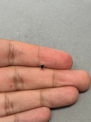 0.09–0.12 Ct Princess Black Diamond Men’s Stud Earring | 2.0–2.5mm AA in 14K Blackened White Gold | Gift Jewelry, Push Back