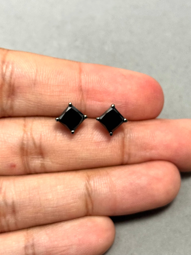 0.09–0.12 Ct Round Black Diamond Men’s Stud Earring | 2.5–3.0mm AAA in 14K Blackened White Gold | Push Back, Gift Jewelry