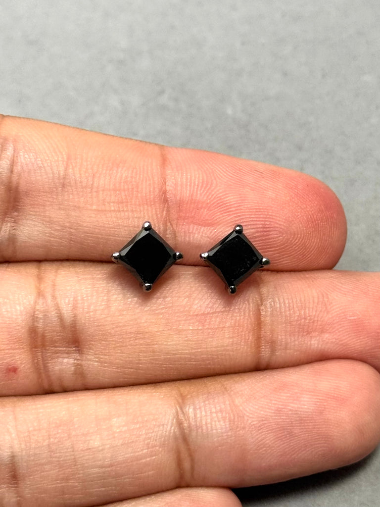 0.09–0.12 Ct Round Black Diamond Men’s Stud Earring | 2.5–3.0mm AAA in 14K Blackened White Gold | Push Back, Gift Jewelry