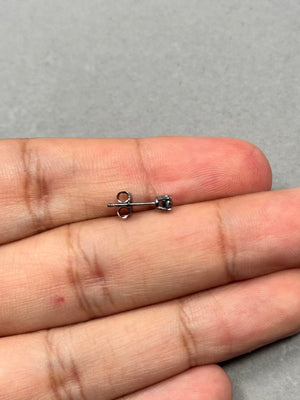 0.09-0.12 Ct Black Diamond Men’s Stud Earring – Round Rose Cut 2.5-3mm AA Quality in 14K Blackened White Gold, Single Push Back Earring