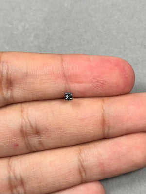 0.09-0.12 Ct Black Diamond Men’s Stud Earring – Round Rose Cut 2.5-3mm AA Quality in 14K Blackened White Gold, Single Push Back Earring