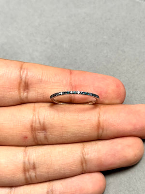 0.20 Ct Teal Blue Diamond Ring in 14K White Gold with Black Rhodium | Prong Set Blue Diamond Band, Luxury Women’s Ring, Statement Jewelry