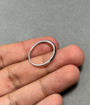 0.20 Ct Teal Blue Diamond Ring in 14K White Gold with Black Rhodium | Prong Set Blue Diamond Band, Luxury Women’s Ring, Statement Jewelry