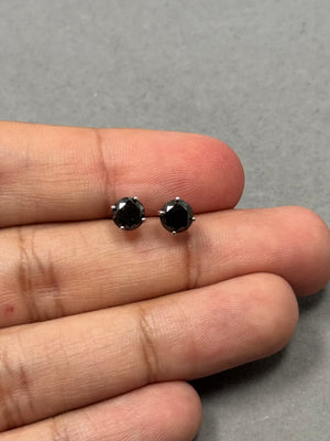 2.10 Ct Certified Round Black Diamond Stud Earrings in 14K White Gold – EGL USA AA Quality