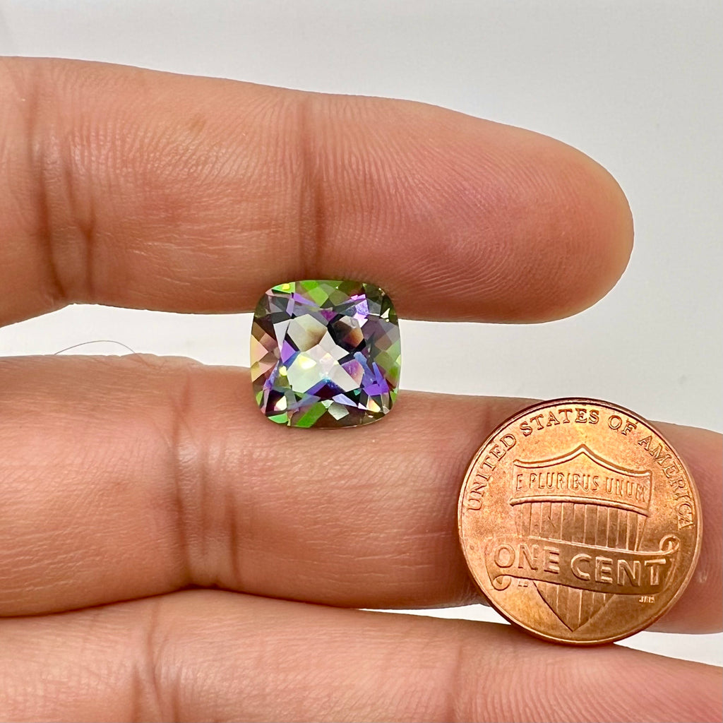 Natural Mystic Green Topaz Cushion AAA Loose Gemstone Available in 5MM-12MM