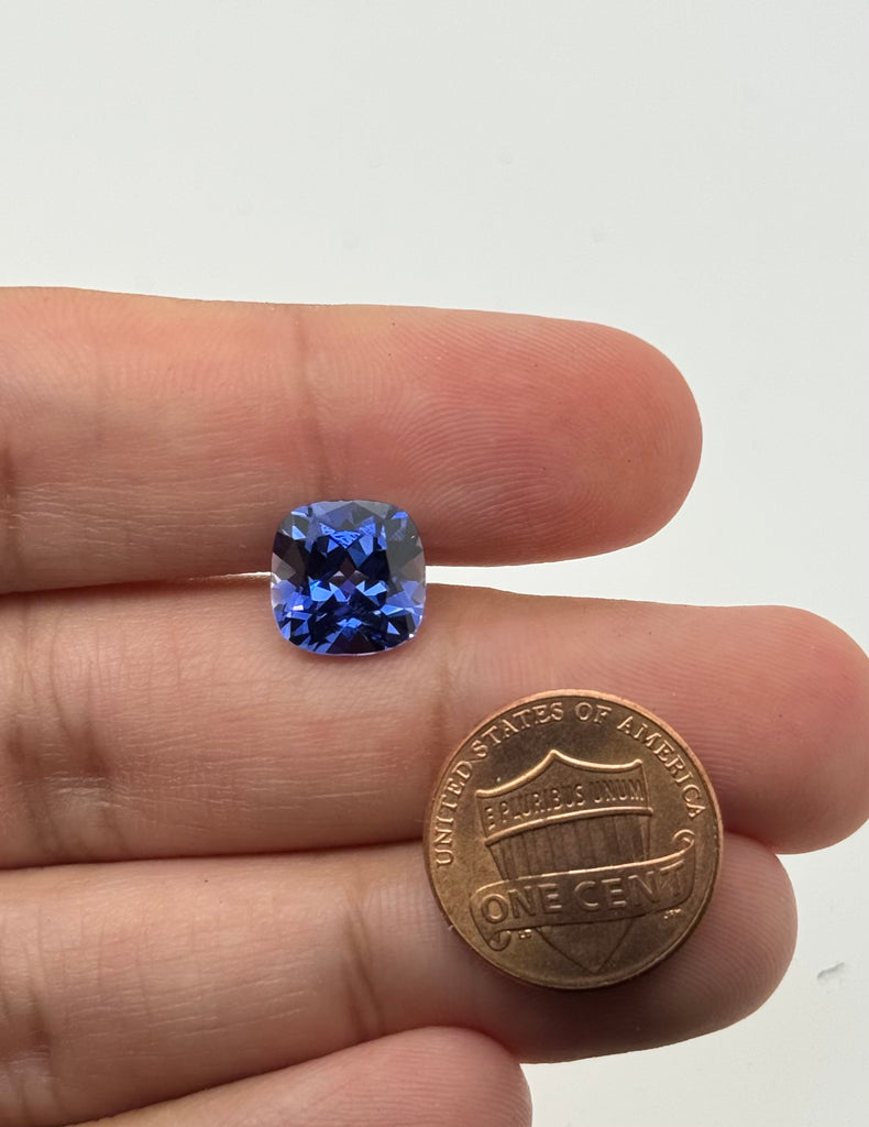 Loose 10mm Cushion Synthetic Medium Blue Sapphire Gemstone | DIY Jewelry, Jewelry Making Supplies, Loose Gemstone