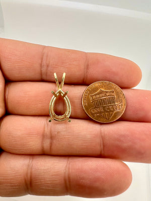 14K Gold Pear Pendant Mounting | 4-Prong Setting | Sizes 5x3mm to 15x10mm | Jewelry Making Supplies