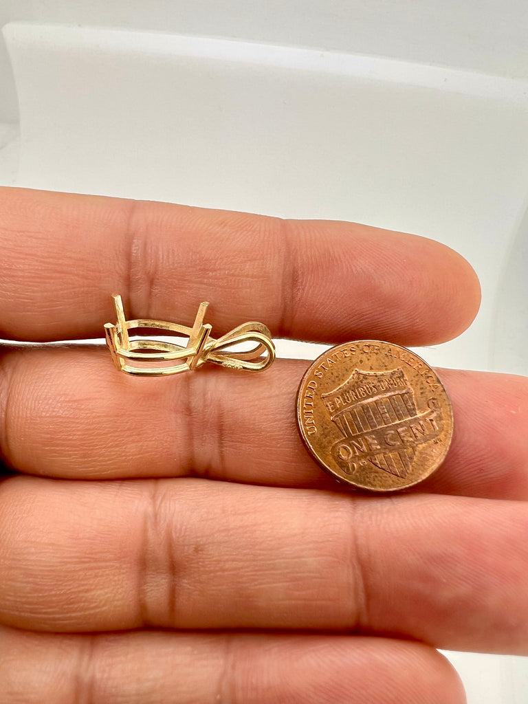14K Gold Pear Pendant Mounting | 4-Prong Setting | Sizes 5x3mm to 15x10mm | Jewelry Making Supplies