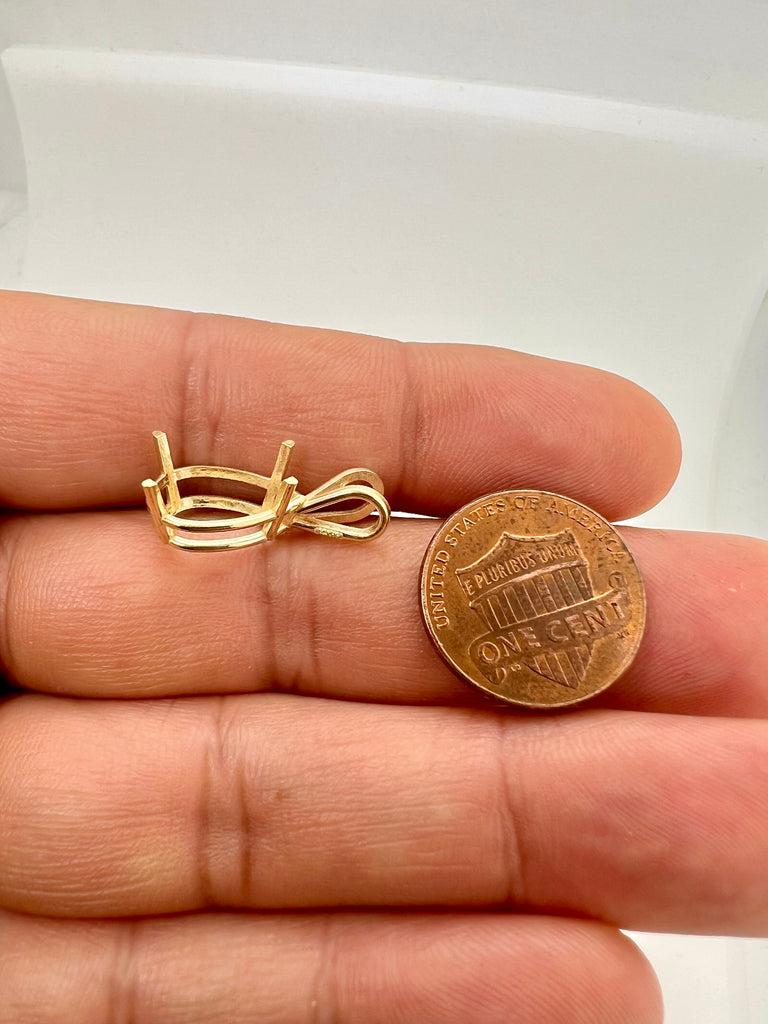 14K Gold Pear Pendant Mounting | 4-Prong Setting | Sizes 5x3mm to 15x10mm | Jewelry Making Supplies