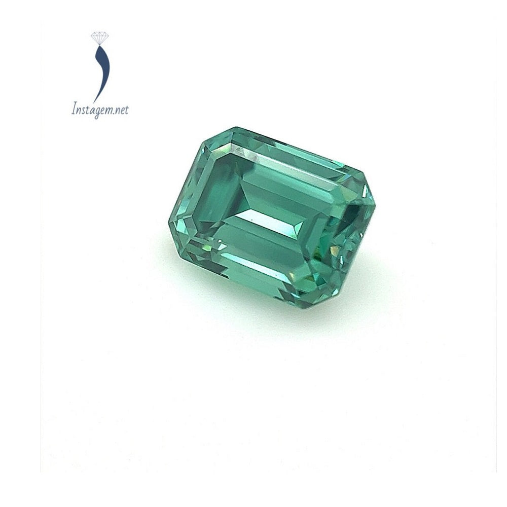 Lab Grown Green Moissanite Emerald Cut Eye Clean Quality DEF Color Available in 7x5MM-10x8MM